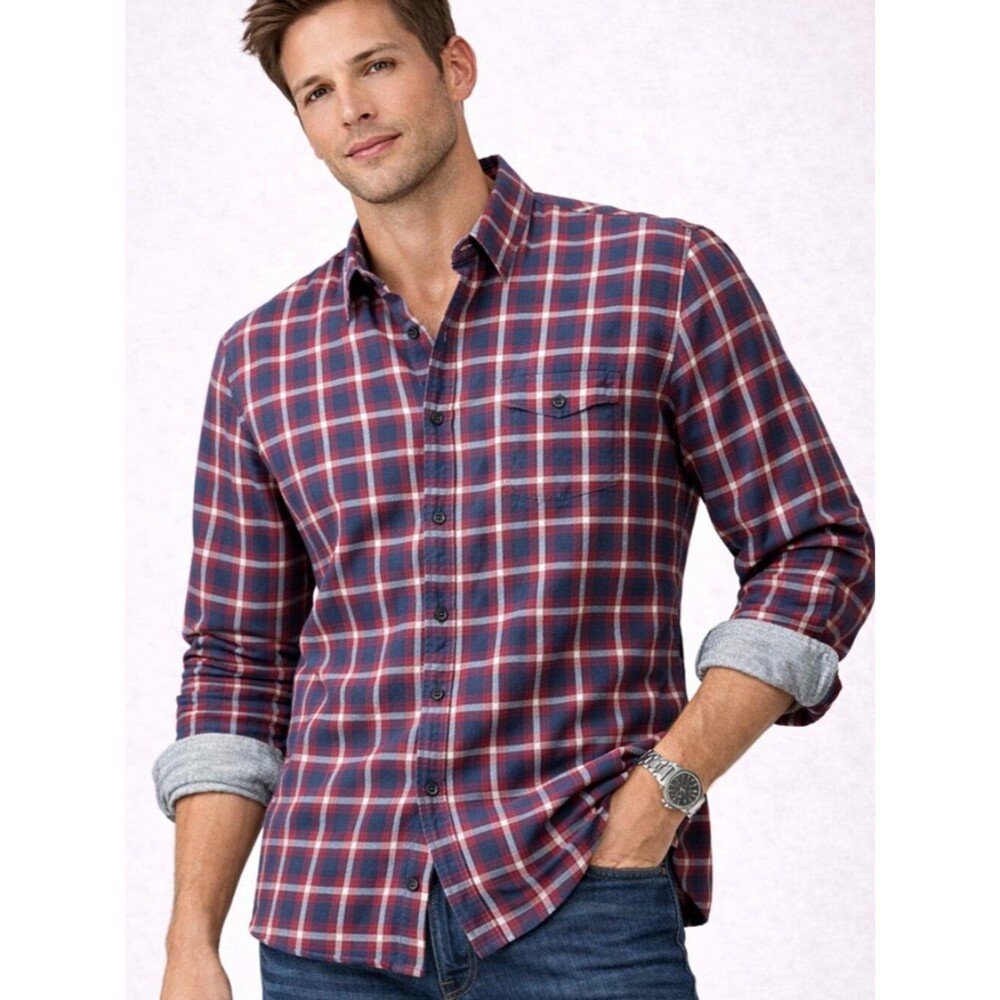 Nordstrom Plaid Button Front Flannel Lined Shirt